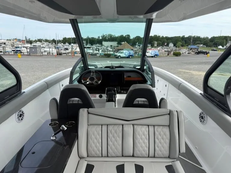 Cockpit with Ultra Fabrics Slate upholstery and SeaDek flooring