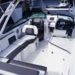 Cockpit and helm view with Ultra Fabrics Anthracite upholstery