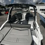 Cockpit seating with Ultra Fabrics slate upholstery and SeaDek inlay