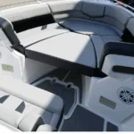 Bow lounge seating with filler cushion and Seadeck inlay