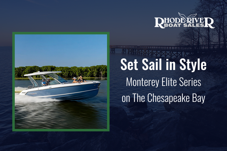 Monterey Elite Series boat cruising on Chesapeake Bay with passengers enjoying weekend boating