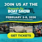Chesapeake Bay Boat Show 2026 indoor boat display in Timonium MD