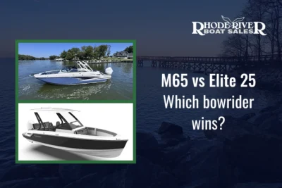 Monterey M65 vs Elite 25 bowrider comparison on water, Chesapeake Bay boats for sale