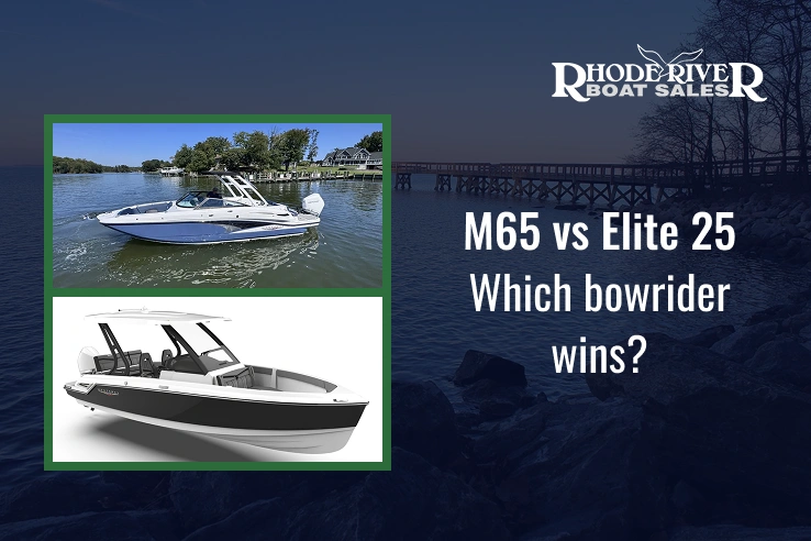 Monterey M65 vs Elite 25 bowrider comparison on water, Chesapeake Bay boats for sale